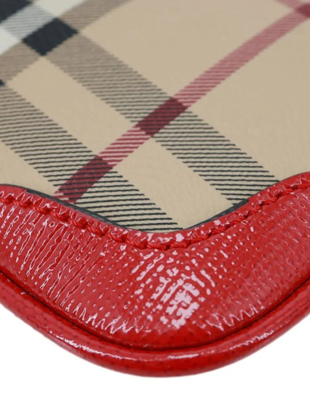 Burberry Peyton Small Haymarket Check Canvas Crossbody Clutch Military Red